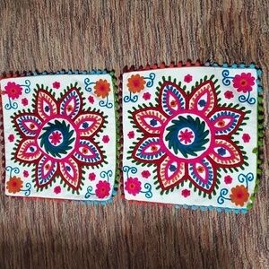 Bohemian Embroidered Pillow Cases 16 x 16 inches